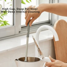 1pc Beige Three-In-One Cup Lid Gap Cleaning Brush, Multifunctional Bottle Cleaning Brush, Suitable For Kitchen Water Bottle Lid Glass Cup Crevice Household Kitchen Cleaning Tool - Beige - View 7