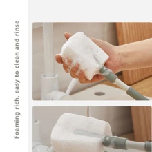 1pc Beige Three-In-One Cup Lid Gap Cleaning Brush, Multifunctional Bottle Cleaning Brush, Suitable For Kitchen Water Bottle Lid Glass Cup Crevice Household Kitchen Cleaning Tool - Beige - View 4