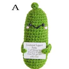 1pc Multicolor Crochet Knit Doll - Pickle Potato, With Positive Card, Creative Mini Gift, For Friends, Party Decoration, Encouragement - Multicolor - View 5