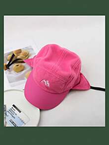 1pc Unisex Multifunctional Winter Baseball Cap With Ear Flaps, Letter Embroidery Decoration, Retro Style, Warm-Keeping For Outdoor Activities - Multicolor - View 5