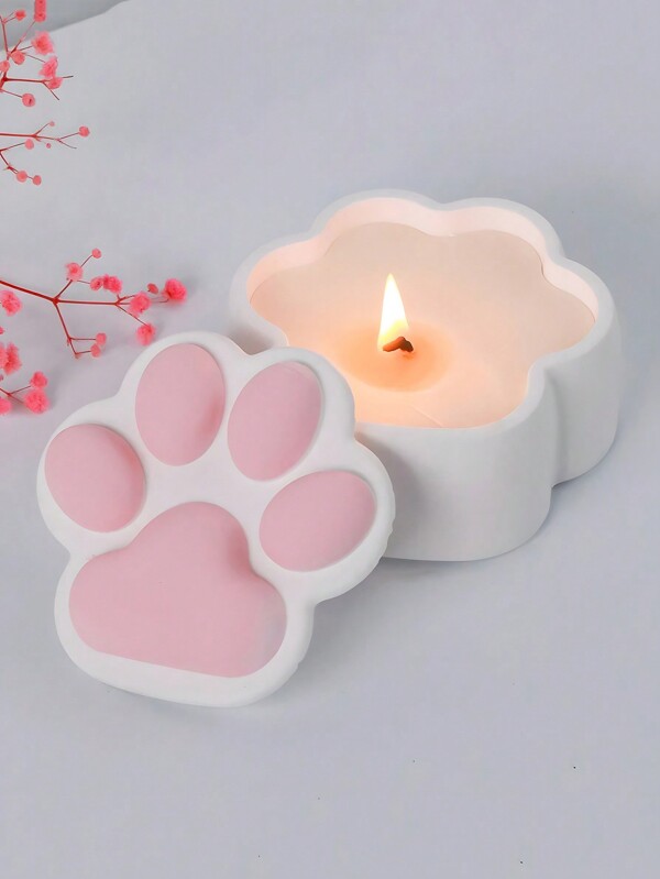Boîte à bijoux en forme de patte de chat avec couvercle et moule en silicone pour la fabrication de cendrier en résine époxy, béton, ciment, gypse, cristal, moule de conteneur de bougie, décoration d'intérieur
