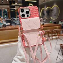 Apple Iphone 15 Promax 手機殼、15 Plus 保護殼、14 Promax 斜背包、13 Promax 卡皮夾、12 女士時尚手提包、11 Promax 簡約手提包、防震防丟失手機殼帶手腕/頸帶、pu 皮革圖案、高端、多功能 - 黑色 - 查看 3