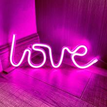 1 件 13.58x5.11 英吋(約 34.5x13 公分)霓虹燈愛心標誌,usb/電池供電 Led 霓虹燈粉紅愛心形狀,適合臥室、派對、生日、婚禮、家居和聖誕裝飾品 - 彩色 - 查看 3