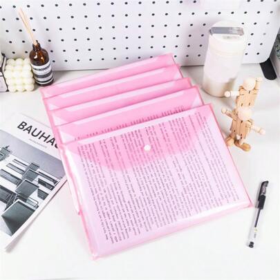 5 Buste Per Cartelle A4 Ispessite, Buste Per Cartelle Impermeabili Con Chiusura A Scatto In Plastica Trasparente, Borse Per Archiviazione Dati Di Grande Capacità, Borse Per Contratti, Forniture Per Ufficio Aziendale, Documenti Di Prova Per Studenti, Articoli Di Cancelleria, Documenti E Fascicoli Ufficiali