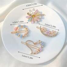 4入組花瓣鑽石髮夾,優雅時尚鋅合金裝飾性頭飾,適用於女性女孩 - 彩色 - 查看 3