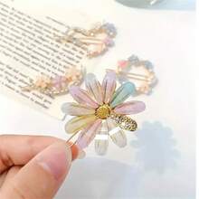 4入組花瓣鑽石髮夾,優雅時尚鋅合金裝飾性頭飾,適用於女性女孩 - 彩色 - 查看 5