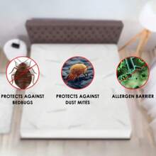 Protector de Colchón King Size Impermeable Tela Suave Varias Capas Alta tecnología CoolMAX, Hipoalergénico, Antiácaros, Suave, no genera calor. - Blanco - Ver 4