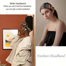 Boho Printed Headband For Women - Elastic Hairband For Yoga, Fitness, And Running - Stylish And Comfortable Hair Accessory - Army Green - View 8