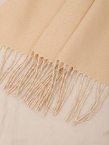 1入女性米色針織仿羊絨暖軟雙面流蘇長圍巾和頸巾。適用於戶外休閒、假期、節日派對和聚會。優雅時尚的物品,適合各種場合。尺寸180cm*70cm - 米色 - 查看 6