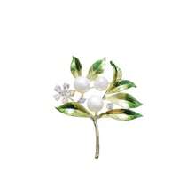 2023新款鬱金香花胸針,鮮美優雅,配飾人造珍珠,適合外套,成為多功能時尚套裝別針 - 綠色 - 查看 4