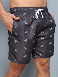 Men Beach Shorts - Black - View 1