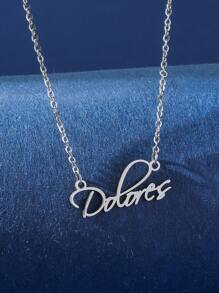 1個定制不鏽鋼女孩名字掛墜項鍊（僅支持英文字母項鍊） - 銀色 - 查看 11