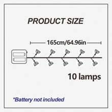 1 Pieza Decoración De Luces Led Con Batería, Luces Decorativas, Luces De Cuerda Interiores (64.96 Pulgadas) 10led Decoración Para Fiestas Interiores, Baterías No Incluidas - Azul - Ver 8