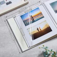 自粘相片冊帶有圖片顯示窗,40頁diy拼貼相簿,可容納10英寸以下的照片,亞麻製封面記憶本,是家庭旅行婚禮嬰兒的理想禮物 - 白色 - 查看 2