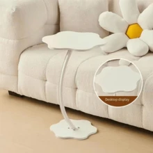 1pc Cream Colour Minimalist Side Table, Creative Wrought Iron Side Table For Living Room, Small Coffee Table, Floor Tray Corner Table, Bedside Table - White - View 7