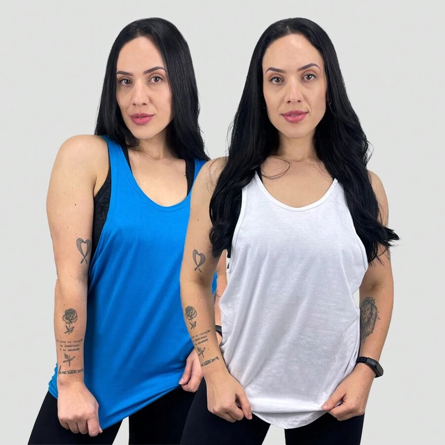 Women Tank Tops & Camis - Xanh và trắng - Xem 1