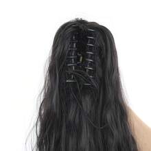 liangyuan 1個24英寸長的水波馬尾接駁頭,用於女性玉米浪鉗夾馬尾接駁頭,防熱合成馬尾假髮頭髮配件 - 黑色 - 查看 6