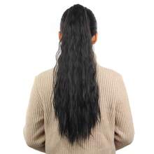 liangyuan 1個24英寸長的水波馬尾接駁頭,用於女性玉米浪鉗夾馬尾接駁頭,防熱合成馬尾假髮頭髮配件 - 黑色 - 查看 1