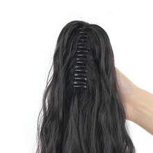 liangyuan 1個24英寸長的水波馬尾接駁頭,用於女性玉米浪鉗夾馬尾接駁頭,防熱合成馬尾假髮頭髮配件 - 黑色 - 查看 7