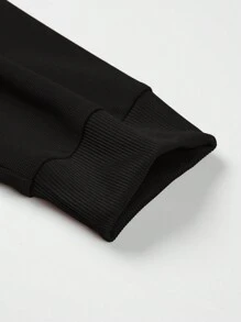 Men's Spring/Autumn Running & Gym Casual Deer Antler Print Drawstring Hoodie & Pants Sports Suit - Black - View 5