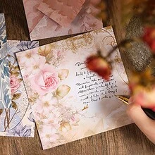 30片裝復古花卉裝飾材料紙張,適用於筆記本、手機、平板電腦、杯子、信封、卡片和備忘錄,帶有書寫功能 - 彩色 - 查看 3