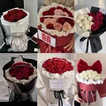 7/21 件白色帶閃光粉紅色人造模擬玫瑰花頭,散裝泡沫裝飾仿真花永生花,非常適合 Diy 禮物、工藝品花束、婚禮、派對、牆壁、蛋糕、家居裝飾、聖誕節、新年、生日、情人節,父親節母親節禮物的完美選擇,不包括盒子,僅顯示圖片 - 白色 - 查看 7