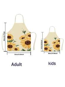 1pc Sunflower Pattern Linen Apron - Purple - View 2