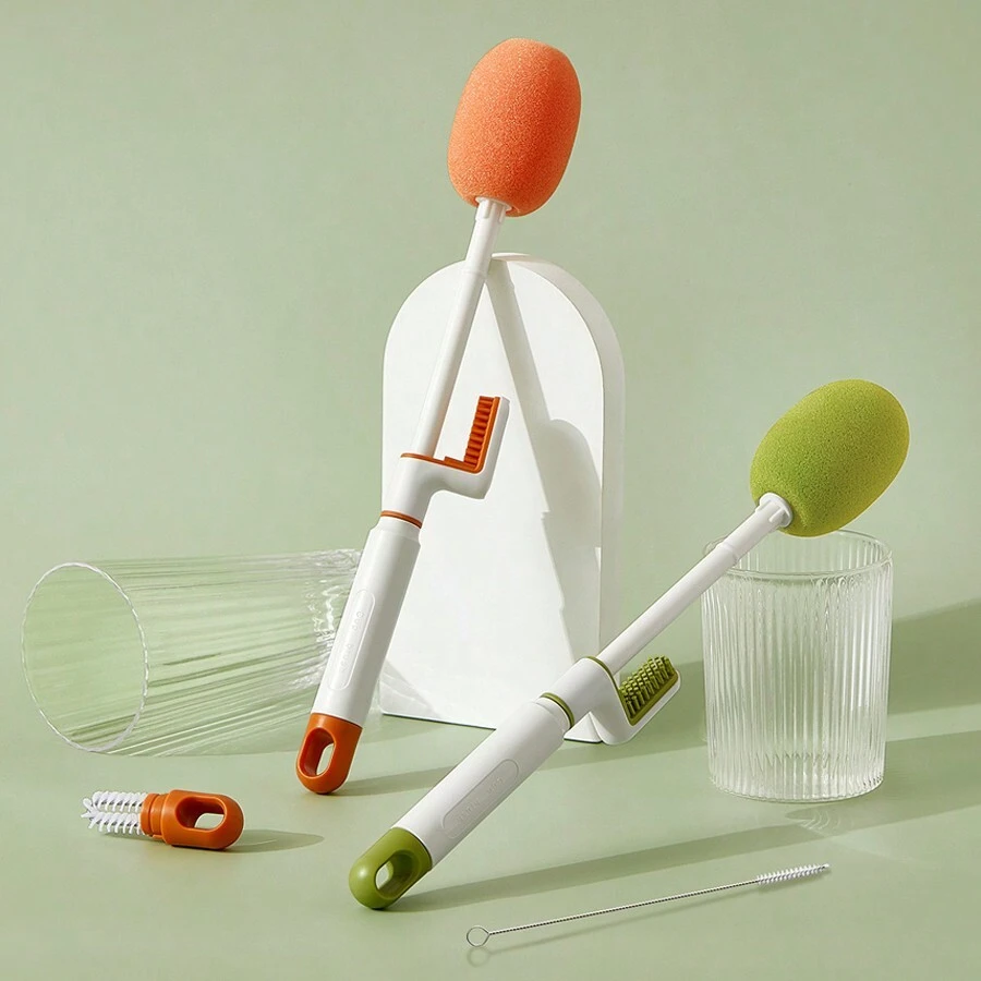 杯刷清潔器,3合1長柄刷,適用於清洗杯子,瓶子,保溫瓶等等 - 3合1白綠色+2個替換頭 - 查看 1