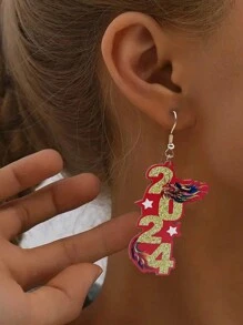 1對女性時尚極簡耳環,附有2024年龍裝飾,適用於新年禮物 - 紅色 - 查看 13