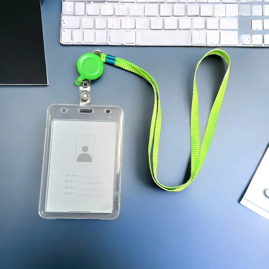 Porta gafete con yoyo retráctil para tarjeta de identificación con acollador  multifunción - Multicolor - Ver 1