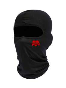 1頂女士拉瓦帽,具有牙齒和心形印花圖案,適用於日常使用,如滑雪面罩、機車拉瓦、頸部保暖器、圍巾、帽子等 - 黑色 - 查看 1