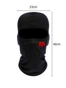 1頂女士拉瓦帽,具有牙齒和心形印花圖案,適用於日常使用,如滑雪面罩、機車拉瓦、頸部保暖器、圍巾、帽子等 - 黑色 - 查看 3