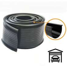 1pc Black Garage Door U-Bottom Weather Stripping Kit ,Rubber Seal Strip Replacement, Universal Sealing Professional Grade T Rubber - Black - View 2