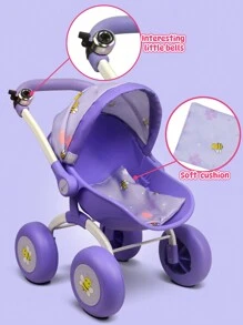 圣诞装饰婴儿娃娃推车，适合 3 岁幼儿女孩玩玩具婴儿推车，适合娃娃，易于折叠，适合储存和旅行，适合娃娃毛绒玩具和填充动物，适合 3 岁以上儿童的角色扮演，家居装饰 - 紫色 - 查看 6