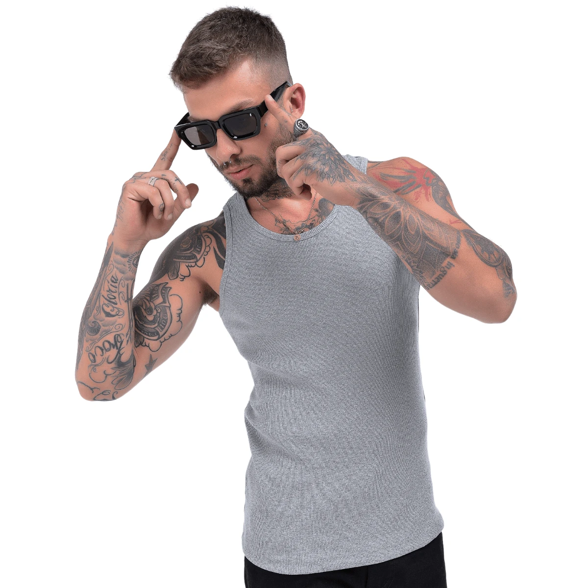 Men Tank Tops - Xám - Xem 1
