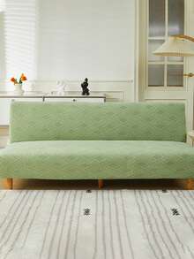 1pc Green Armless Sofa Bed Cover, Elastic Polyester Fiber Sofa Cover With Full Coverage, Detachable And Washable, Suitable For All Seasons - Green - View 1