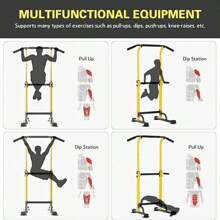 DlandHome Adjustable Height Pull Up Bar Power Tower & Dip Station Home Strength Training Fitness Workout Station, Yellow - 黃色 - 查看 3