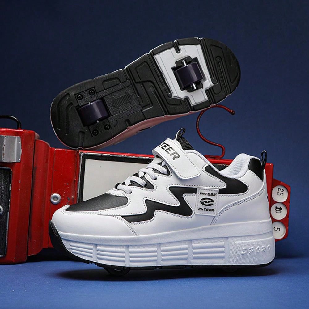 Children'S Roller Skate Shoes With Automatic Invisible Button, Two