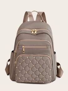 Malist Flower Embroidery Functional Backpack For Women, Business Casual Commuting Travel Backpacks, Cute Multi-Compartment Versatile Computer Daypack, Portable Campus School Bag For Junior High School And College Students, School Backpack, Elementary School, Middle School, High School, Back To School Bags, Waterproof, Lightweight, Classic Casual, Suitable For Teen Girls Women College Students, Teacher, Perfect For Back To School, First Day Of School, Middle School, High School - Grey - View 4