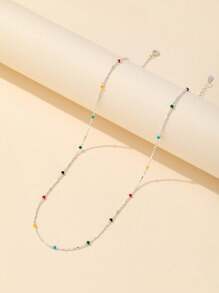 Collar 1 plata esterlina moda multicolor arroz cuenta de arcoíris guisante - Multicolor - Ver 1