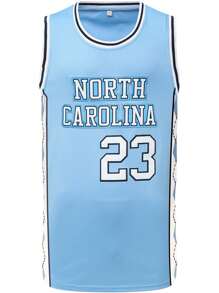 Men's Basketball Jersey 23 Blue Embroidered Stitched Basketball Jersey, Sleeveless Tank Top Sweatshirt Gym Clothes Men - 淺藍色 - 查看 1