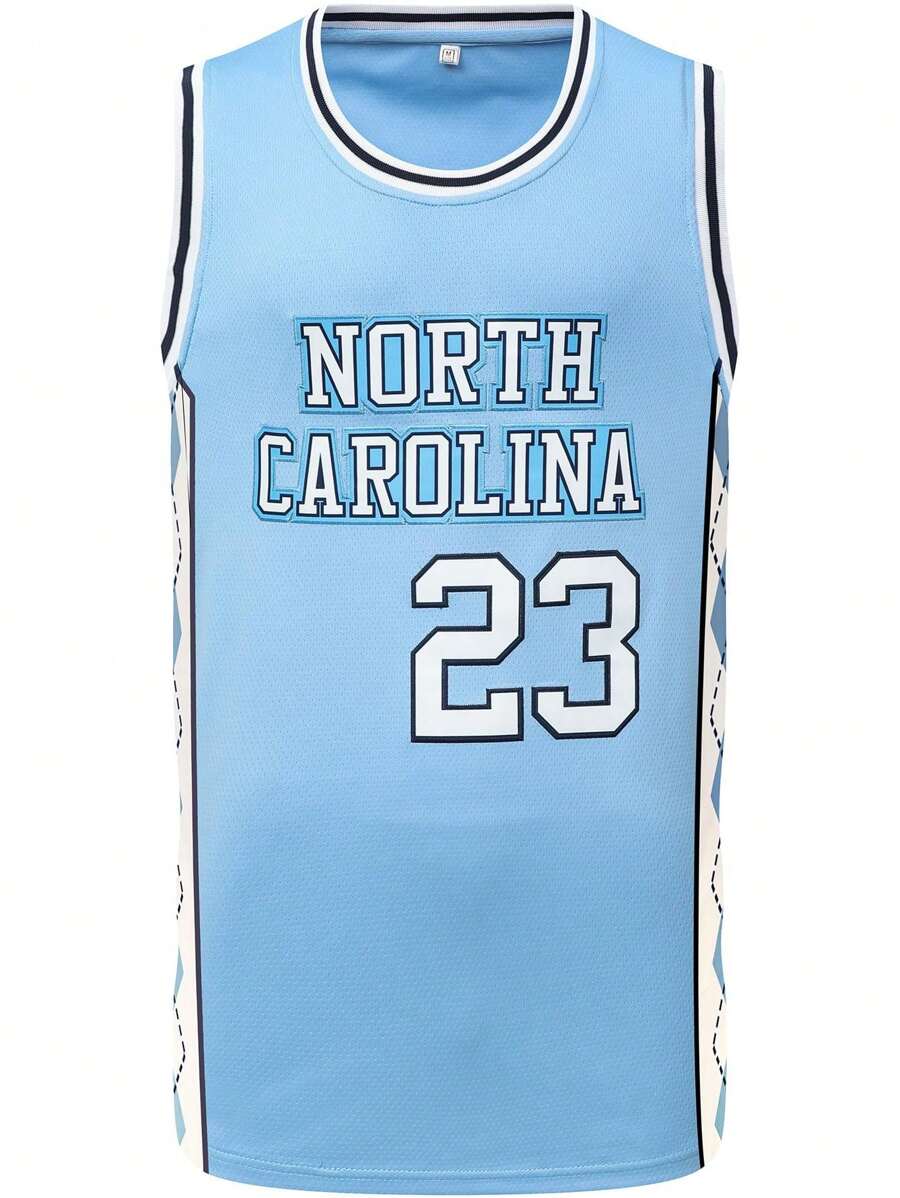 Men's Basketball Jersey 23 Blue Embroidered Stitched Basketball Jersey, Sleeveless Tank Top Sweatshirt Gym Clothes Men - 淺藍色 - 查看 1