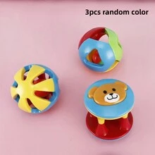 3入組嬰兒創意球、鐘鈴球,多色感官教育玩具 - 彩色 - 查看 4