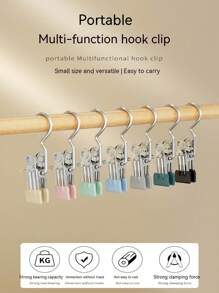 4入組多功能掛鉤夾（隨機顏色）,適用於不留痕跡的毛巾、帽子、襪子、防風褲、勾內褲、晾衣架 - 彩色 - 查看 1