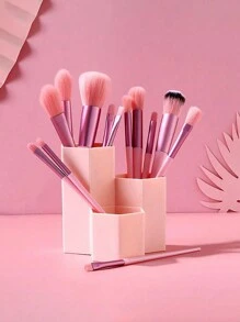 13pcs Pink Makeup Brush Set + Pink Delicate Storage Bucket, Convenient Blusher Brush Eyeshadow Brush Makeup Tools, Purple,Brush Set,Makeup Brush Kit,Make Up Brush Set,Make Up Set Complete,Makeup Brush Set,Complete Makeup Kit,Brush Kit,Brushes Makeup Set,Makeup Gift Set - Pink - View 1