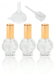 3 件 10 毫升玫瑰形狀玻璃香水瓶帶黑色蓋子,優雅耐用的化妝品和香水噴霧瓶 - 無色 - 查看 1