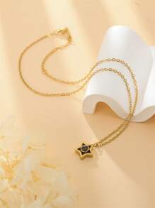 1 pieza Collar de colgante con proyección de foto personalizada en forma de estrella, regalo de  con proyección de foto personalizado para niños, aniversario, Navidad, Día de la Madre, San Valentín