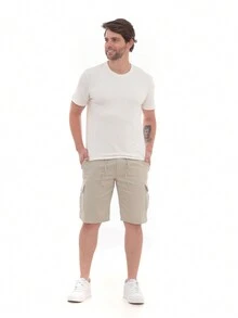 Men Denim Shorts - Màu be - Xem 4