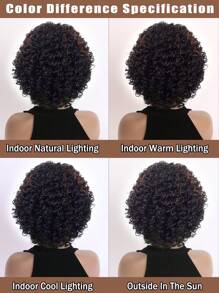 Women's Fashionable 12" Voluminous Afro Kinky Curly Synthetic Hair Wig, Black Short Curly Wig For Daily Wear Or Party - 彩色 - 查看 6