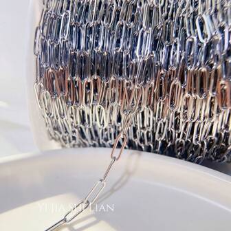 100cm Diy Chain 304 Stainless Steel Square Wire Cross Chain Titanium Steel Flattened O-Shaped Chain Necklace Bracelet Glasses Chain Accessories